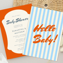 Hello Baby Retro Orange Abstrakt Frame Baby Dusche