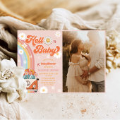 Hello Baby Retro Rainbow Baby Dusche Party Foto Einladung