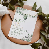 Hello Baby Sage Green Botanical Baby Shower Einladung