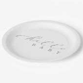 Hello Baby Sage Script Minimalistisch Baby Dusche Pappteller (Schrägansicht)