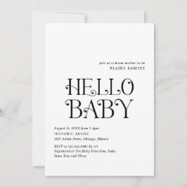 Hello Baby Schwarz-weiß Modern Baby Dusche Einladung