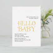 Hello Baby Schwarz-weiß Modern Baby Dusche Folieneinladung (Stehend vorne)