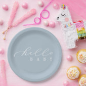 Hello Baby Script Minimalistisch Baby Dusche Pappteller (Party)