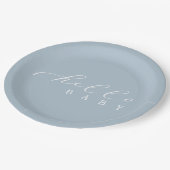 Hello Baby Script Minimalistisch Baby Dusche Pappteller (Schrägansicht)