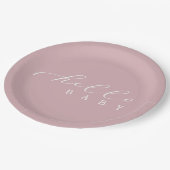 Hello Baby Script Minimalistisch Baby Dusche Pappteller (Schrägansicht)