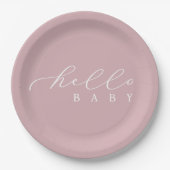 Hello Baby Script Minimalistisch Baby Dusche Pappteller (Vorderseite)