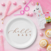 Hello Baby Script Minimalistisch Baby Dusche Pappteller (Party)