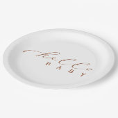 Hello Baby Script Minimalistisch Baby Dusche Pappteller (Schrägansicht)