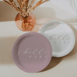 Hello Baby Script Minimalistisch Baby Dusche Pappteller<br><div class="desc">Wir fügen immer wöchentlich neue Designs hinzu!</div>