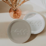 Hello Baby Script Minimalistisch Baby Dusche Pappteller<br><div class="desc">Wir fügen immer wöchentlich neue Designs hinzu!</div>