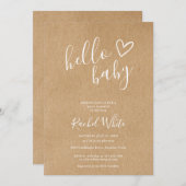 Hello Baby Shower Gender Neutral Rustic Kraft Einladung (Vorne/Hinten)