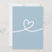 Hello Baby Shower Heart Blue Minimalistisch Einladung (Rückseite)