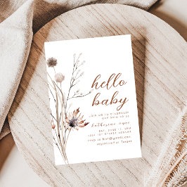Hello Baby Shower Party Einladung Boho Wildblumen