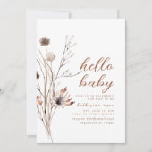 Hello Baby Shower Party Einladung Boho Wildblumen (Vorderseite)