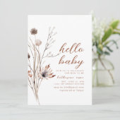Hello Baby Shower Party Einladung Boho Wildblumen (Stehend Vorderseite)
