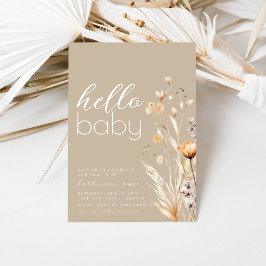 Hello Baby Shower Party Einladung Template Beige