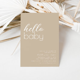 Hello Baby Shower Party Einladung Template Beige