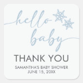 Hello Baby Shower Quadratischer Aufkleber (Vorderseite)