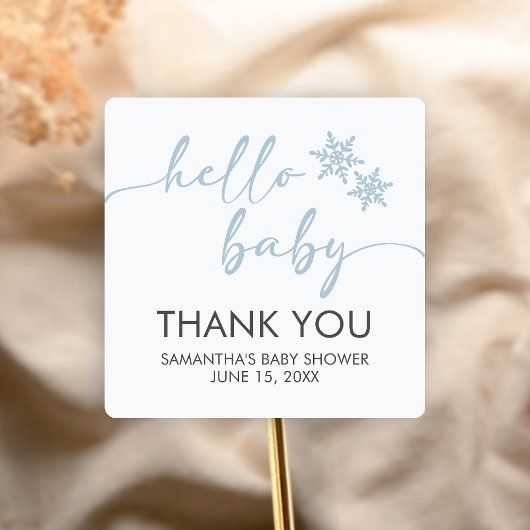 Hello Baby Shower Quadratischer Aufkleber