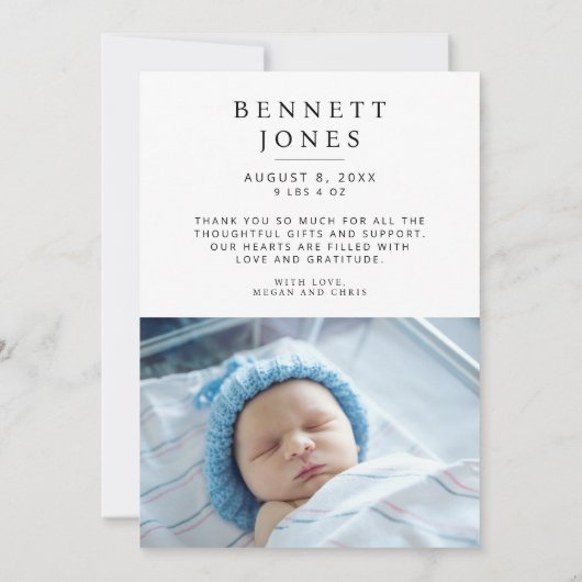 Hello Baby Simple Script Foto Birth Ankündigung (Rückseite)