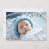 Hello Baby Simple Script Foto Geburtserklärung Ankündigung (Vorderseite)