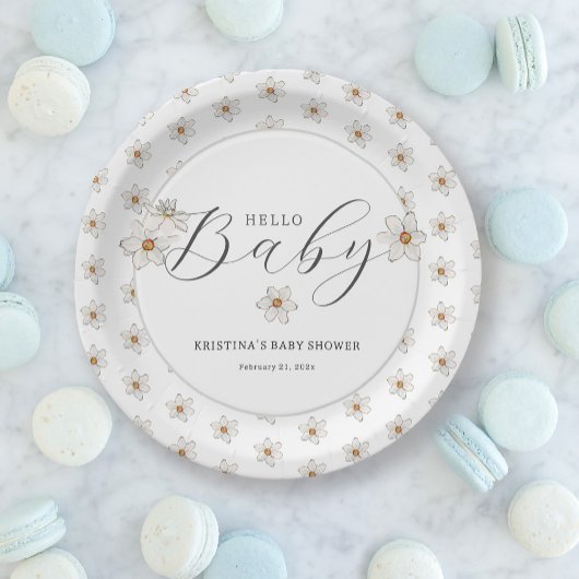 Hello Baby Spring Daffodil Baby Dusche Pappteller