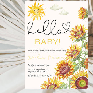 Hello Baby Sunflower Baby Shower Party Einladung