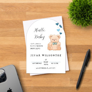 Hello Baby Teddy Bear Baby Shower Invitation Acryleinladungen