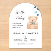 Hello Baby Teddy Bear Baby Shower Invitation Acryleinladungen (Vorderseite)