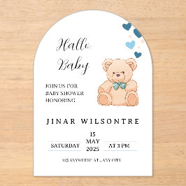 Hello Baby Teddy Bear Baby Shower Invitation Acryleinladungen