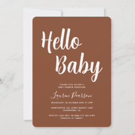 Hello Baby Terracotta Baby Dusche Einladung