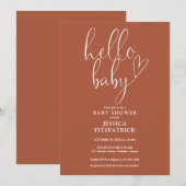 Hello Baby Terracotta Gender Neutral Baby Dusche Einladung (Vorne/Hinten)