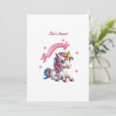 "Hello Baby Unicorn" Design Birth Ankündigung (Stehend Vorderseite)