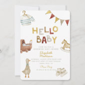 Hello Baby Watercolor Kleidung & Toys Kinderdusche Einladung (Vorderseite)