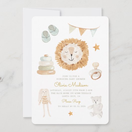 Hello Baby Watercolor Kleidung & Toys Kinderdusche Einladung (Vorderseite)