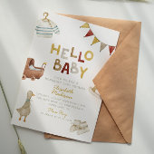Hello Baby Watercolor Kleidung & Toys Kinderdusche Einladung