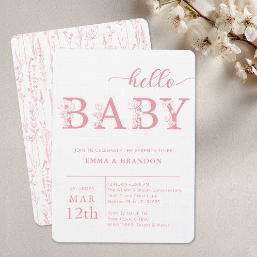 Hello Baby Wildflower Baby Shower Invitation Einladung
