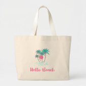 Hello Beach Tropical Summer Cool Jumbo Stoffbeutel (Vorne)