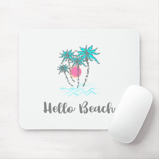 Hello Beach Tropical Summer Mousepad (Mit Mouse)