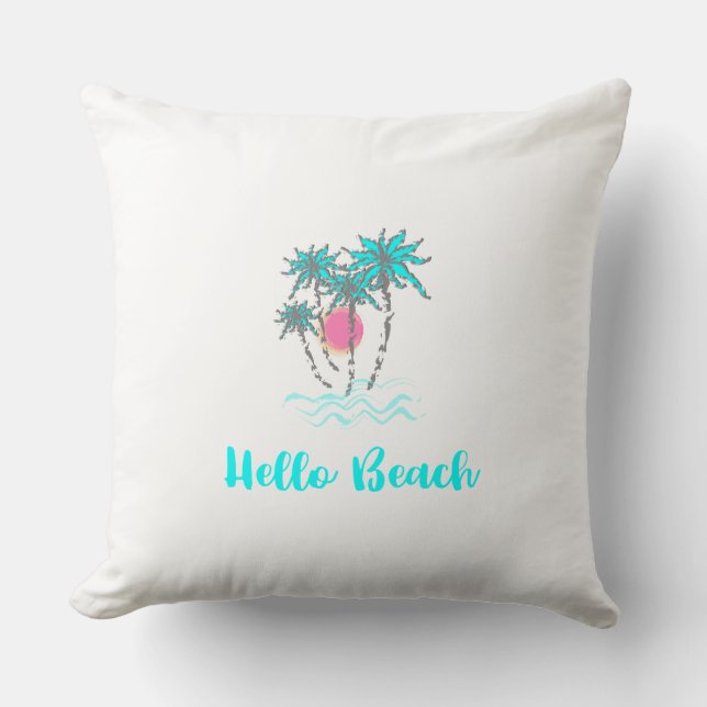 Hello Beach Tropical Summer Unique Kissen (Vorderseite)