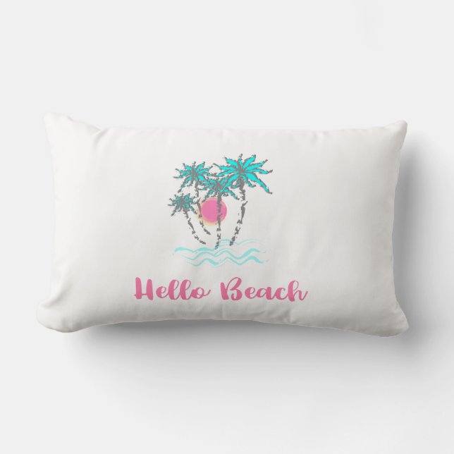 Hello Beach Tropical Summer Unique Lendenkissen (Vorderseite)