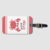 Hello Beaches - Funny Quote Niedlich Crab Cartoon Gepäckanhänger (Vorderseite (Horizontal))