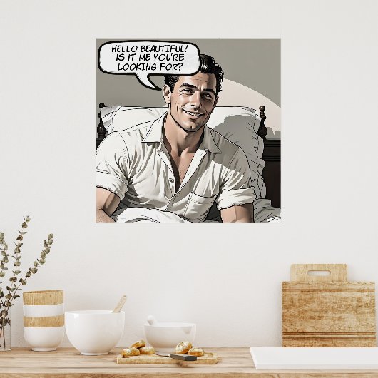 Hello Beautiful 1950er Jahre Romance Comic Poster (Küche)