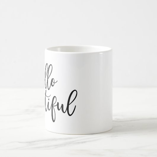 Hello Beautiful Black Handwriting Script Kaffeetasse (Mittel)