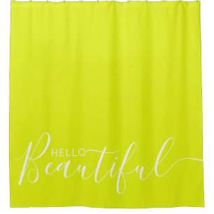 Hello Beautiful Chartreuse White Girly Duschvorhang