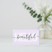 Hello Beautiful Girly Calligraphy Lila Visitenkarte (Stehend Vorderseite)