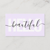 Hello Beautiful Girly Calligraphy Lila Visitenkarte (Vorderseite)