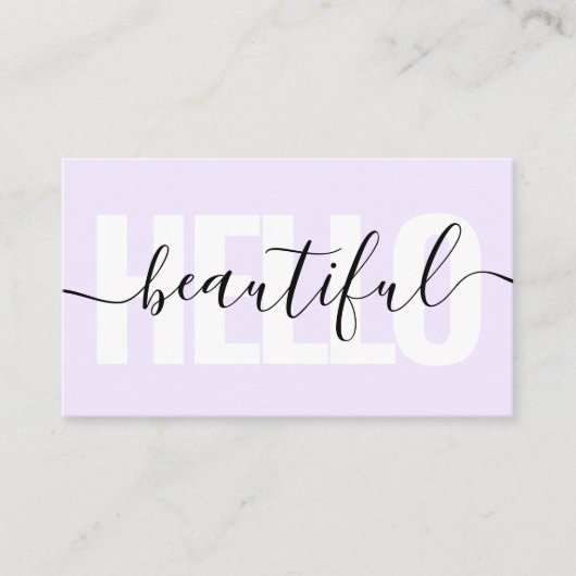Hello Beautiful Girly Calligraphy Lila Visitenkarte (Vorderseite)