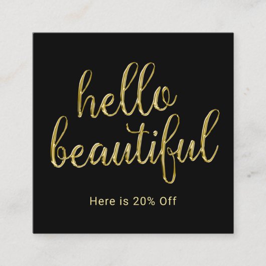 Hello Beautiful Gold Script Beauty Salon Referendu Empfehlungskarte (Vorderseite)