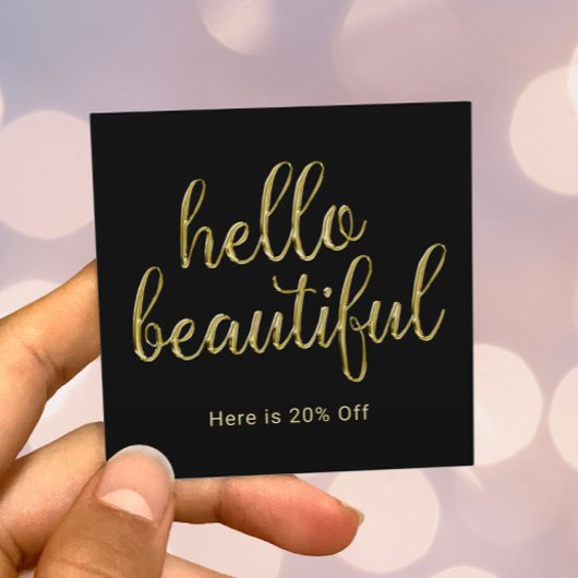 Hello Beautiful Gold Script Beauty Salon Referendu Empfehlungskarte